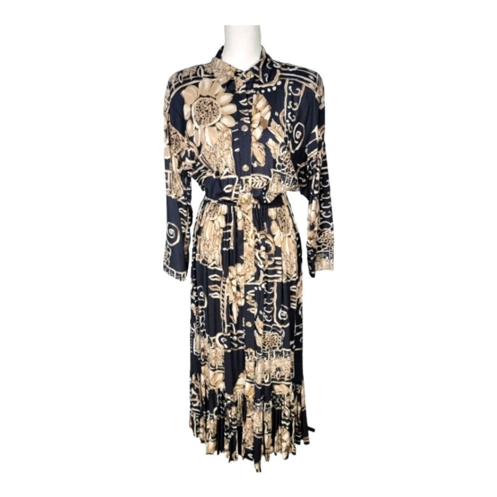 Jan Barboglio Midi Button Down Floral Dress Vintage Approx Small